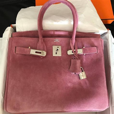 hermes birkin pink suede